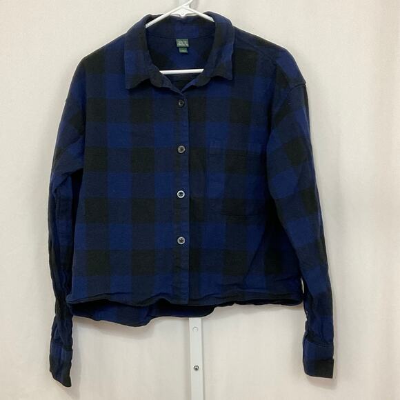 Wild Fable Blue and Black Plaid Button Down Shirt - Picture 1 of 4